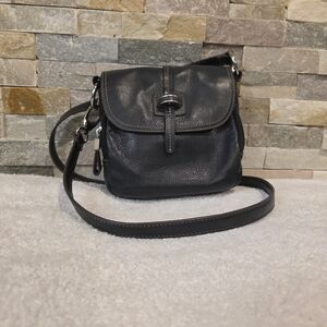 Tignanello Black Leather Crossbody Bag